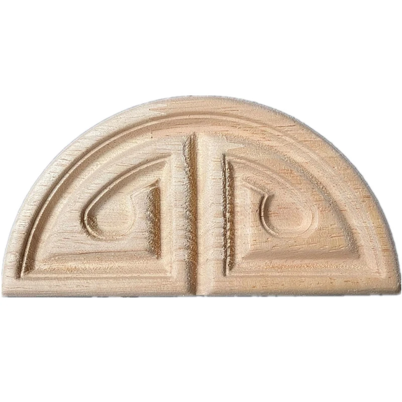 2PCS Wood Carved Furniture Corner Carving Decal Onlay Applique Unpainted Retro Wood Mouldings European Carved Wood Decal