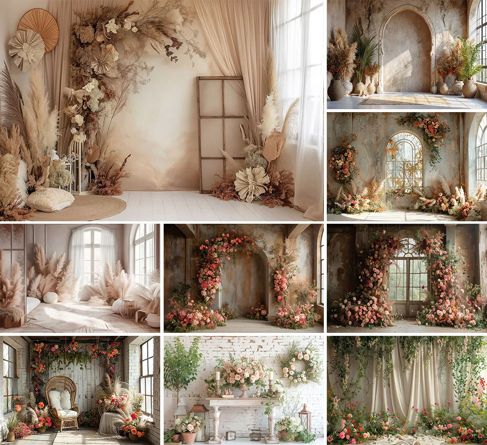 Mehofond Photography Background Boho Floral Arch Wall Room Adult Birthday Wedding Maternity Portrait Decor Backdrop Photo Studio