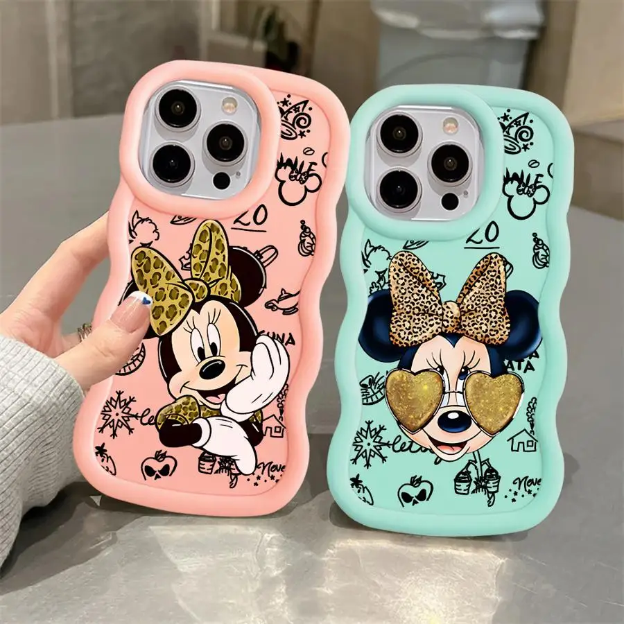 Disney Leopard Print Minnie Cassa Del Telefono per Apple iPhone 11 16 13 15 12 14 Pro Max 7 XR X XS 13 12 Mini 14 Plus 8 Copertura In Silicone