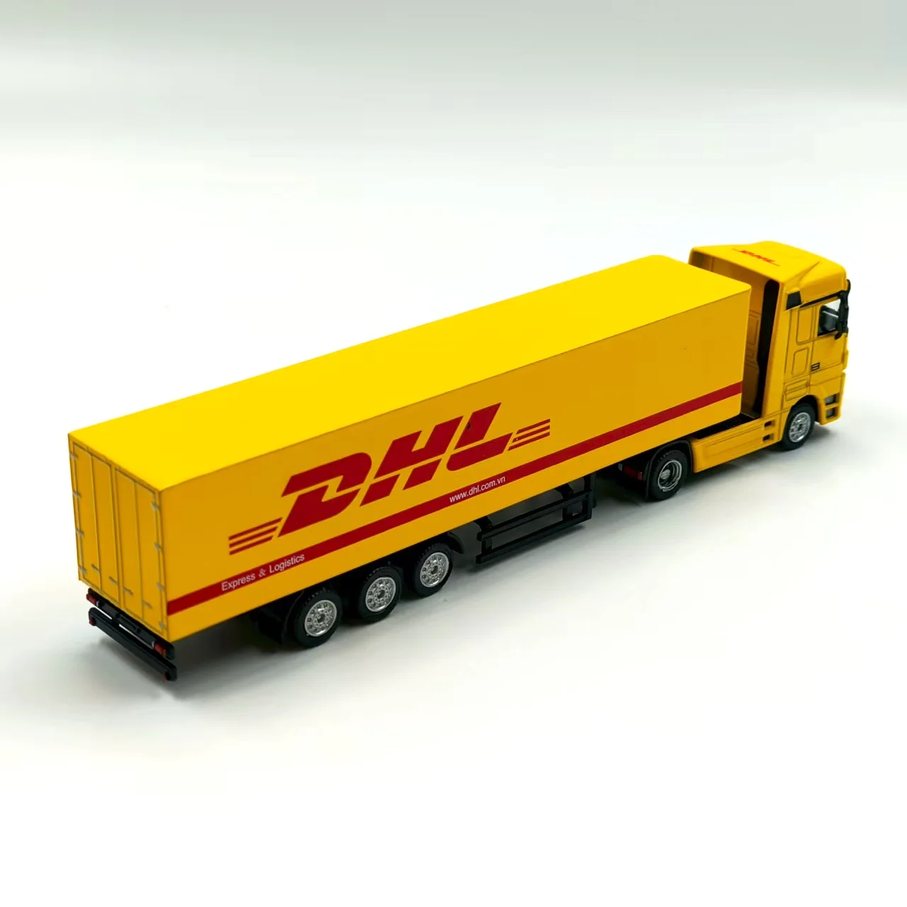 1:87 Scale Trailer Diecast DHL High-Imitation Container Truck Alloy Model Cab Flatbed Truck Classics Adult Souvenir Gift Hobby