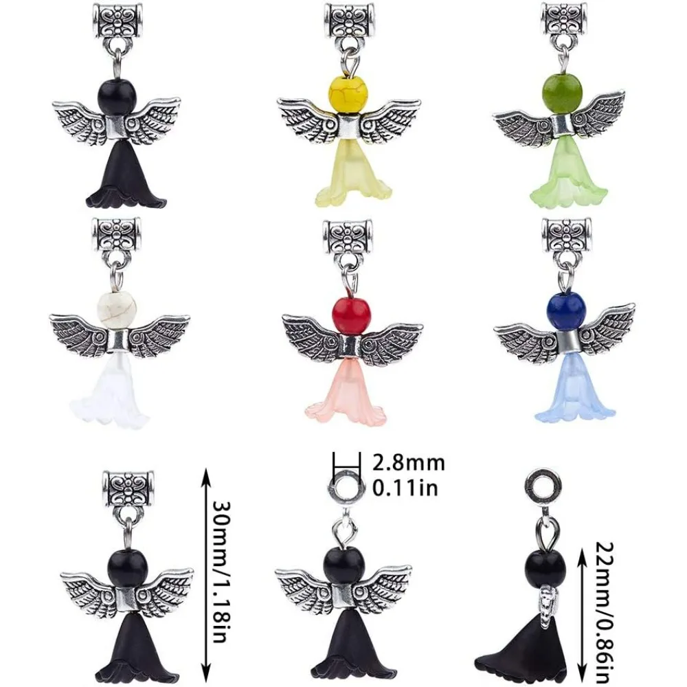 30Pcs Christmas Angel Charms Bulk European Bead Bail Charms Mixed Wedding Dress Wings Xmas Acrylic Pendants Mixed making kit