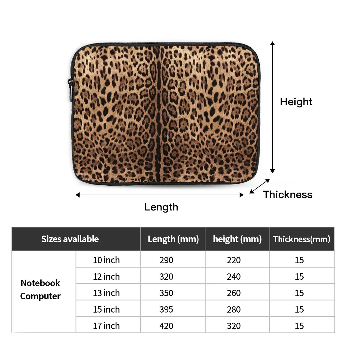 Leopard Print Skin Notebook Laptop Bag Case Pouch 10 12 13 15 17 Inch Notebook Sleeve Cover Bag Tablet Shockproof Case Bag