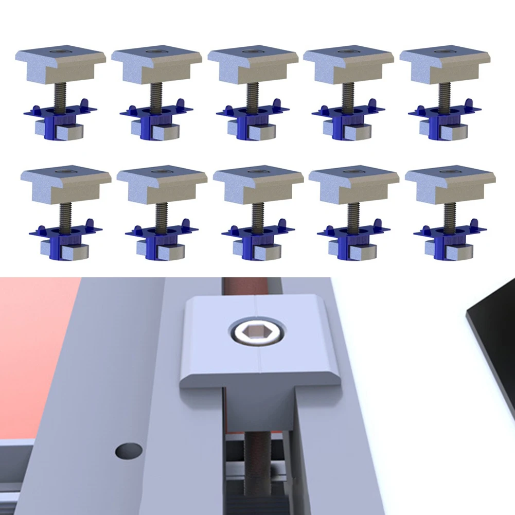 

10pcs Solar Panel End Clamps With Cone Nuts For Ea/sy Installation Household Improvement Solar Power Replacement Supplies