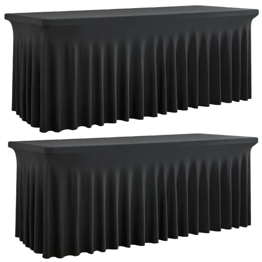 

Спандексовые скатерти для прямоугольных столов 6 футов, 2 штуки, черные, без складок, эластичные, для банкетных столов 6 футов.