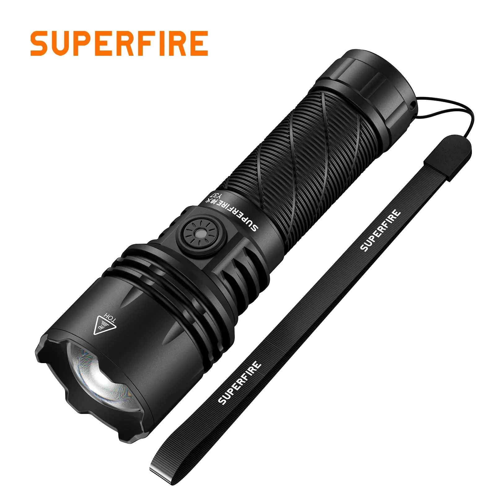 SUPERFIRE Y37 High Power Led Flashlight 950LM Zoomable Torch 5 Lighting Modes Type-C Charging Camping Fishing Emergency Lantern