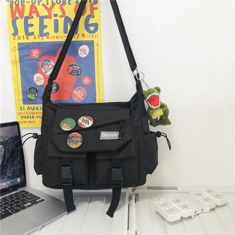 Nylon Satchels Large Capacity Shoulder Bag For Women Japanese and south Korean style Messenger Bags Patchwork Fashion Packages