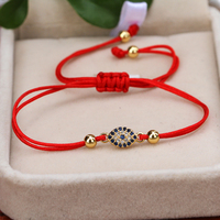 Turkish Eye Fashion Bracelet Adjustable Red String Cubic Zircon Turkey Eye Fatima Hand Palm Of Fate Kabbalah Women/Girl String