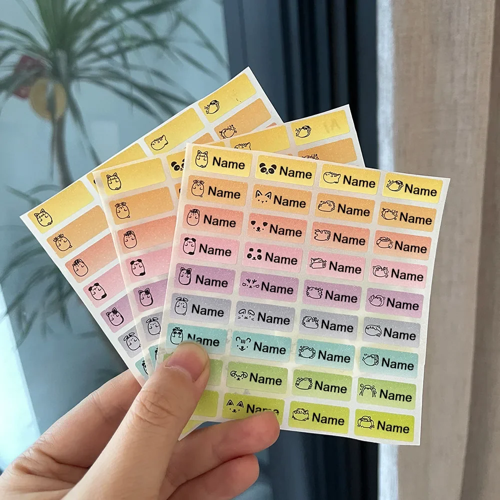 120Pcs Naam Sticker Aangepaste Sticker Waterdichte Gepersonaliseerde Label Kinderen School Briefpapier Cartoon Kleur Label 22x9mm