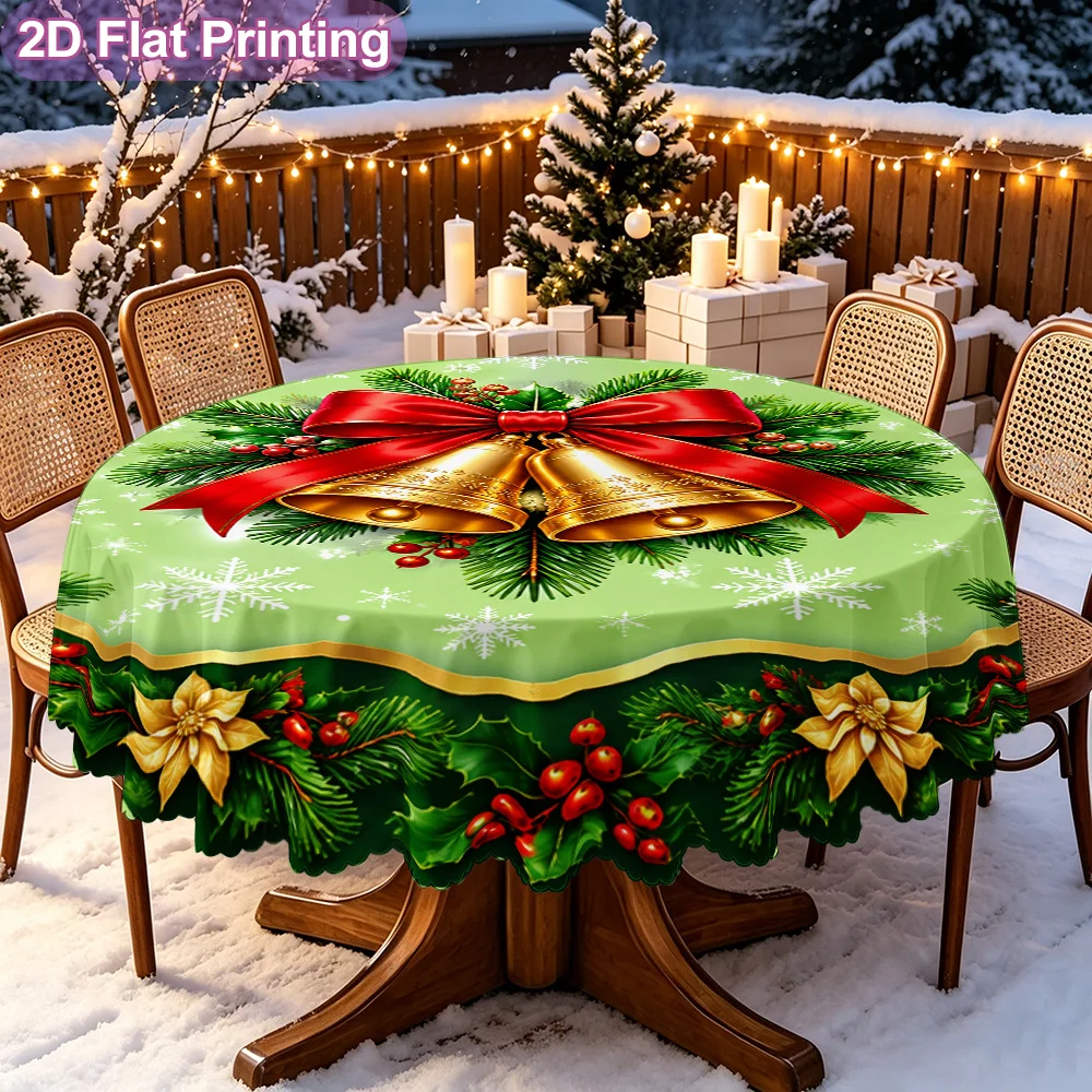 1 round tablecloth for Christmas bell garland decoration with embossed edges