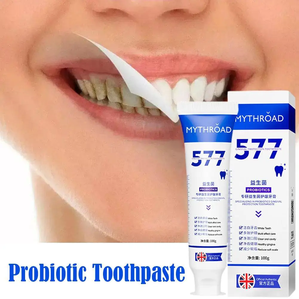 Pasta de dientes probiótica de 100g, blanqueador Dental para eliminar manchas de placa, higiene bucal, limpieza de aliento fresco, herramientas dentales