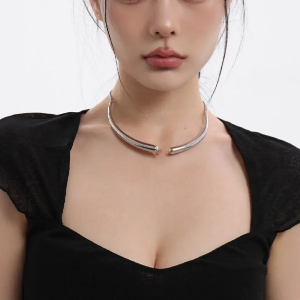 Personality simple drop collar ins cool style fashion steel collar everything choker high sense necklace