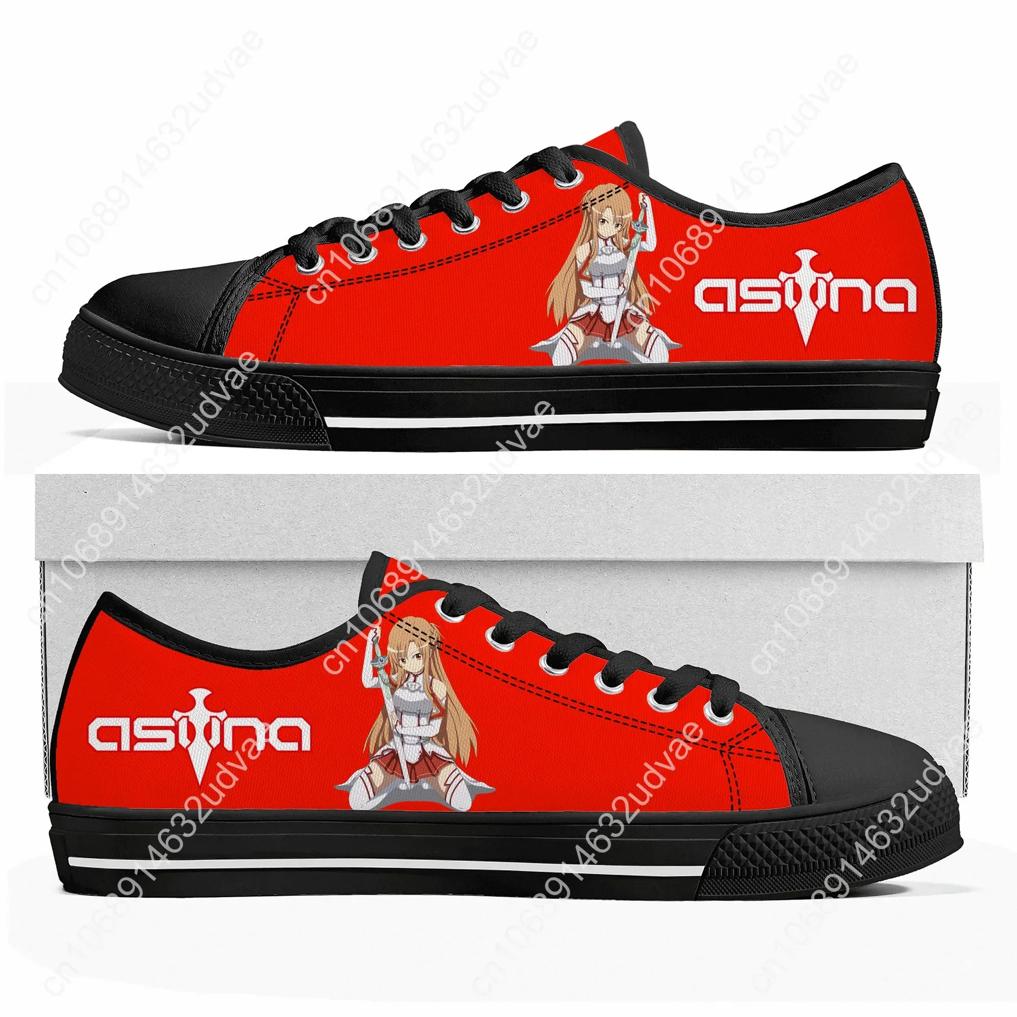 Tênis Low Top para homens e mulheres, tênis de lona, sapatos personalizados, romance, Asuna Sword Art Online, sapatos para adolescentes, alta qualidade