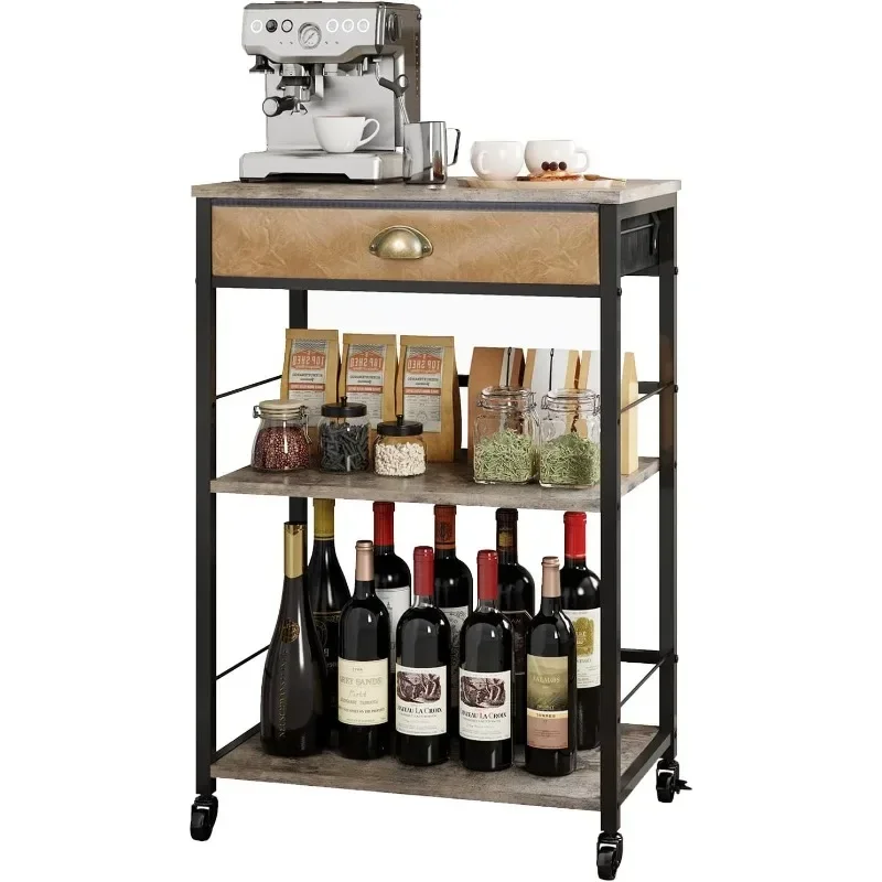 Coffee Bar Cart with Storage,  Coffee Table with Drawer for Home Buffets & Sideboards