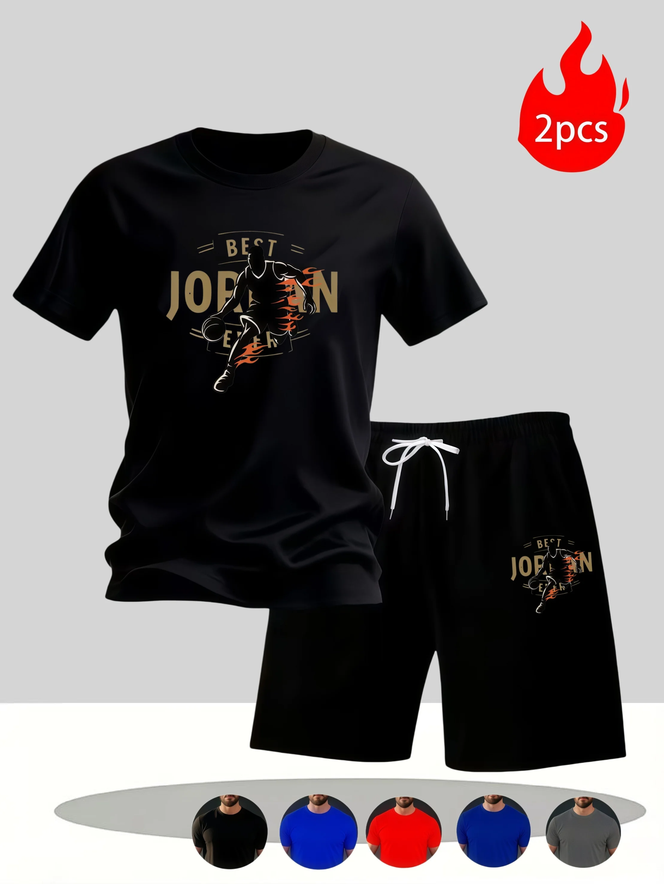 2026 Summer Men's Set Urban Casual Fashion T-shirt and Shorts High Quality Crew Neck Short Sleeve Outfits Male Daily Sportswear view 2