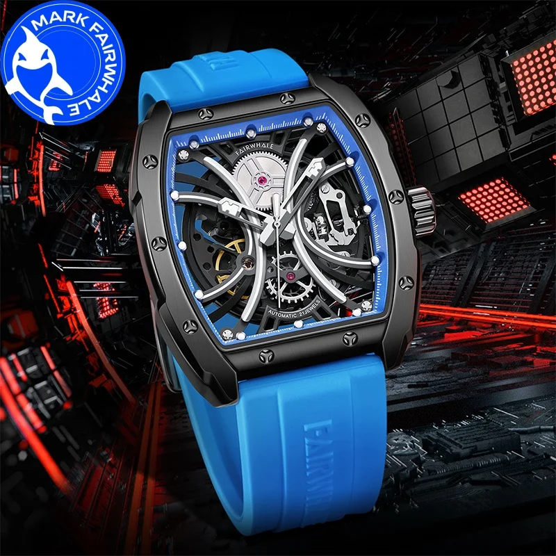

MARK FAIRWHALE автоматический механизм Tonneau циферблат модный корпус из нержавеющей стали водонепроницаемые механические часы для мужчин Reloj Hombre
