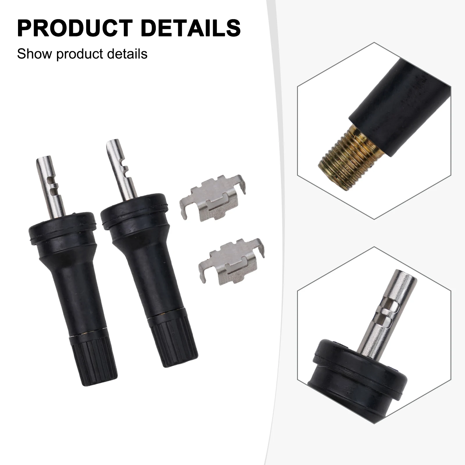 2pcs TPMS Tire Pressure Sensor Valve Stem Service Kit 13g Black Car Accessory Diameter Of 11.5mm Tire Pressure Monitoring