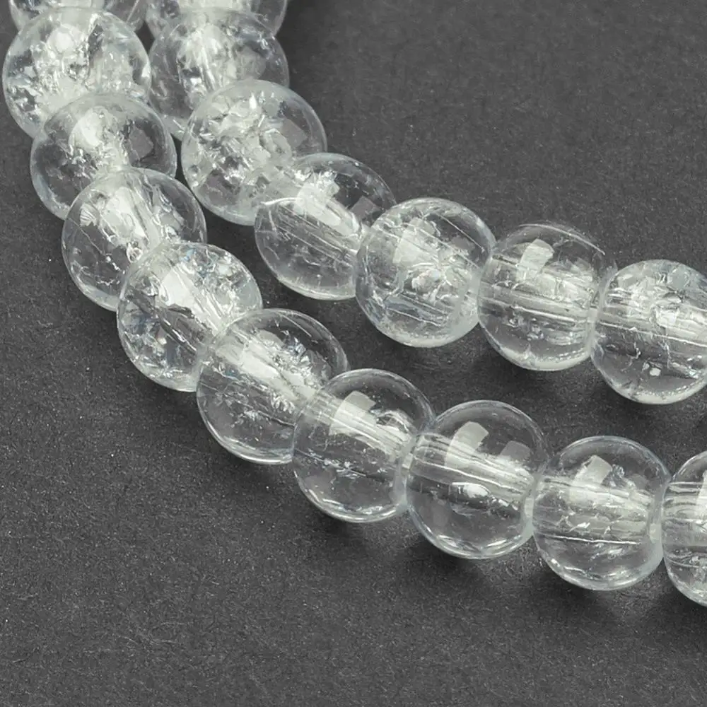 

20Strand Spray Painted Crackle Glass Beads Strands Round Clear 4mm Hole: 1.1~1.3mm about 200pcs/strand 31.4 inch