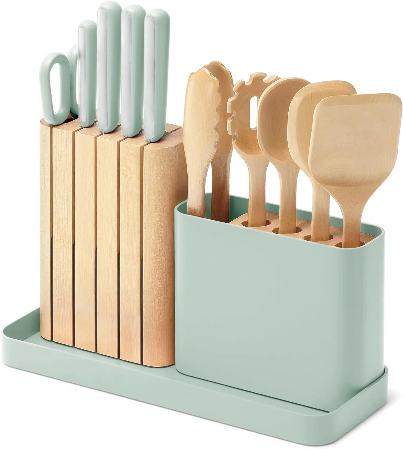 14-Piece Kitchen Prep Set - Kitchen Knife Set & Wooden Utensil Set - Made With Premium German Steel Blades & FSC-Certified Birch