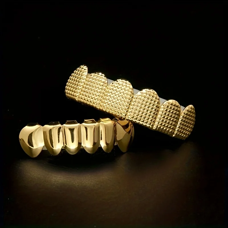 1 Pair of Personalized Hip-Hop Style Textured Grid Braces, Decorative Stickers for Upper and Lower Teeth