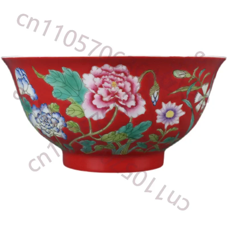 Decoration of Qing Kangxi Porcelain with Imperial Red Ground Enamel Color