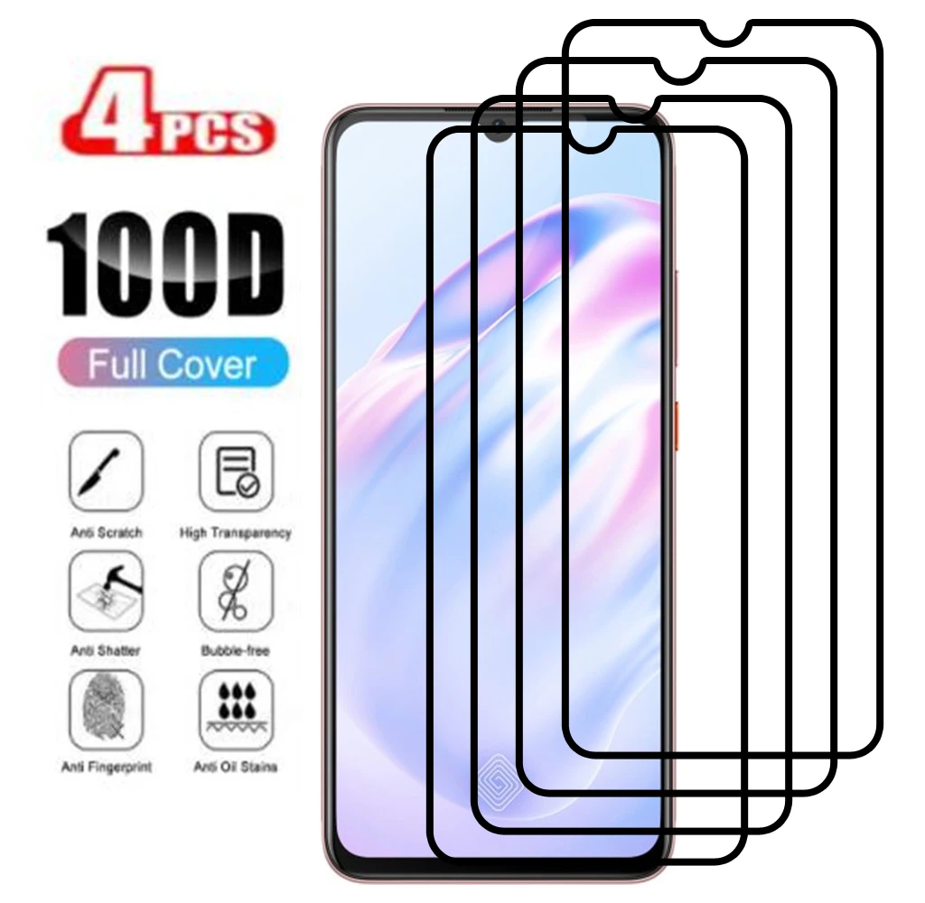 4PCS 9D Volle Abdeckung Für Vivo V21e V21 4G 5G Y20 Y31 2021 V17 Neo Fall Schutzhülle glas Für Vivo V 21 V 21e V 17 Gehärtetem Glas