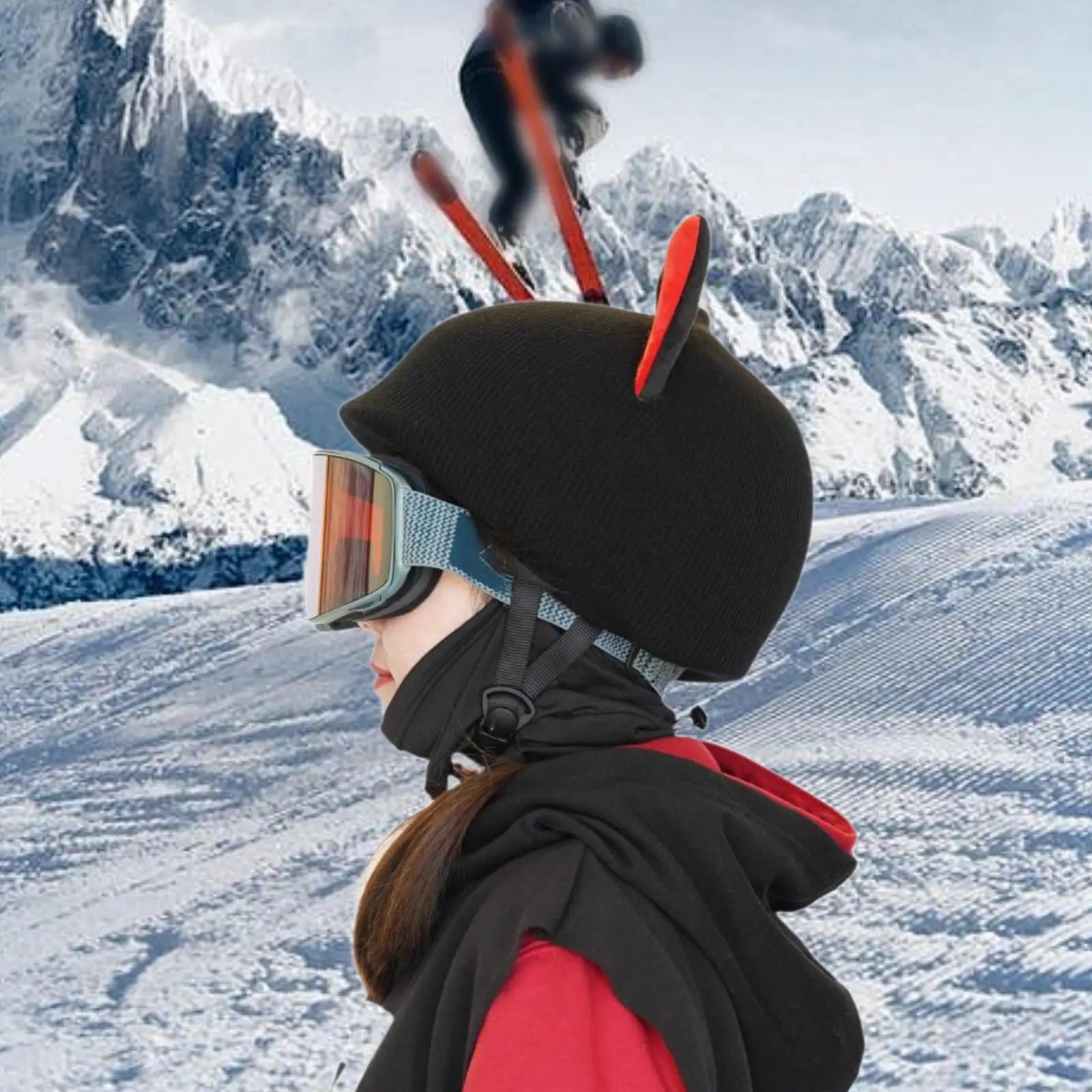 غطاء خوذة التزلج سهل التركيب هدية ديكور كرتوني محبوك قبعة خوذة ديكور للتزلج على الجليد والرياضات الخارجية والشتاء