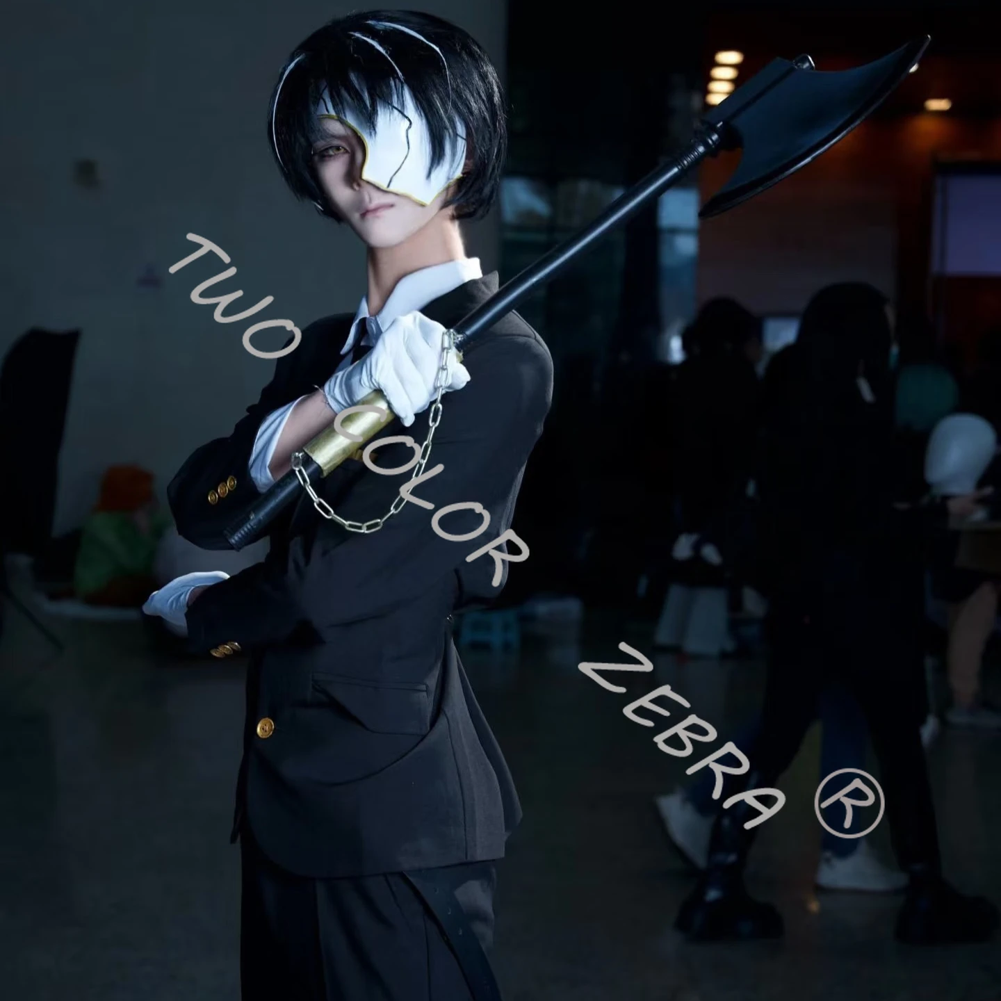 Game Limbus Company Rien Cosplay Costume Black Formal Uniform Cos Suit with Blazer Pants Shirt & Tie Wig Full Set Party Roleplay view 6