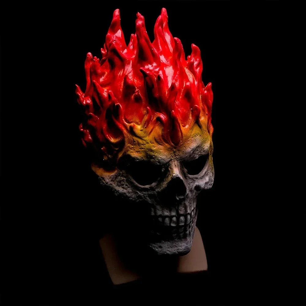 Máscara de cabeza completa de calavera espeluznante para Halloween, guerrero de la muerte para adultos, cabeza completa, cubierta de cabeza de látex realista, máscara de esqueleto para Cosplay de fiesta aterradora