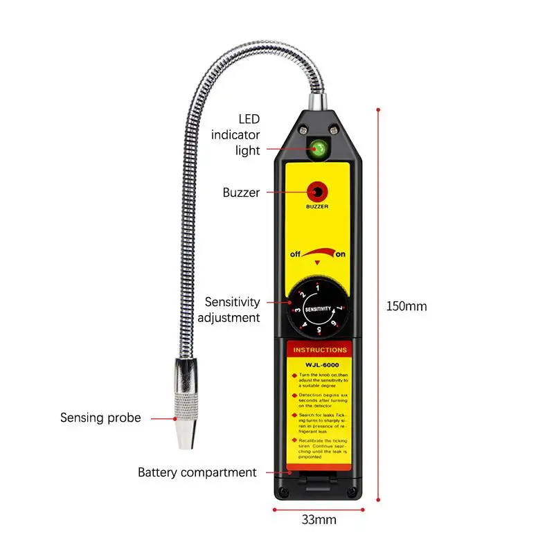 Detector de fugas de gas refrigerante WJL-6000 para aire acondicionado HVAC R22 R410A R134A R1234YF fugas halógenas
