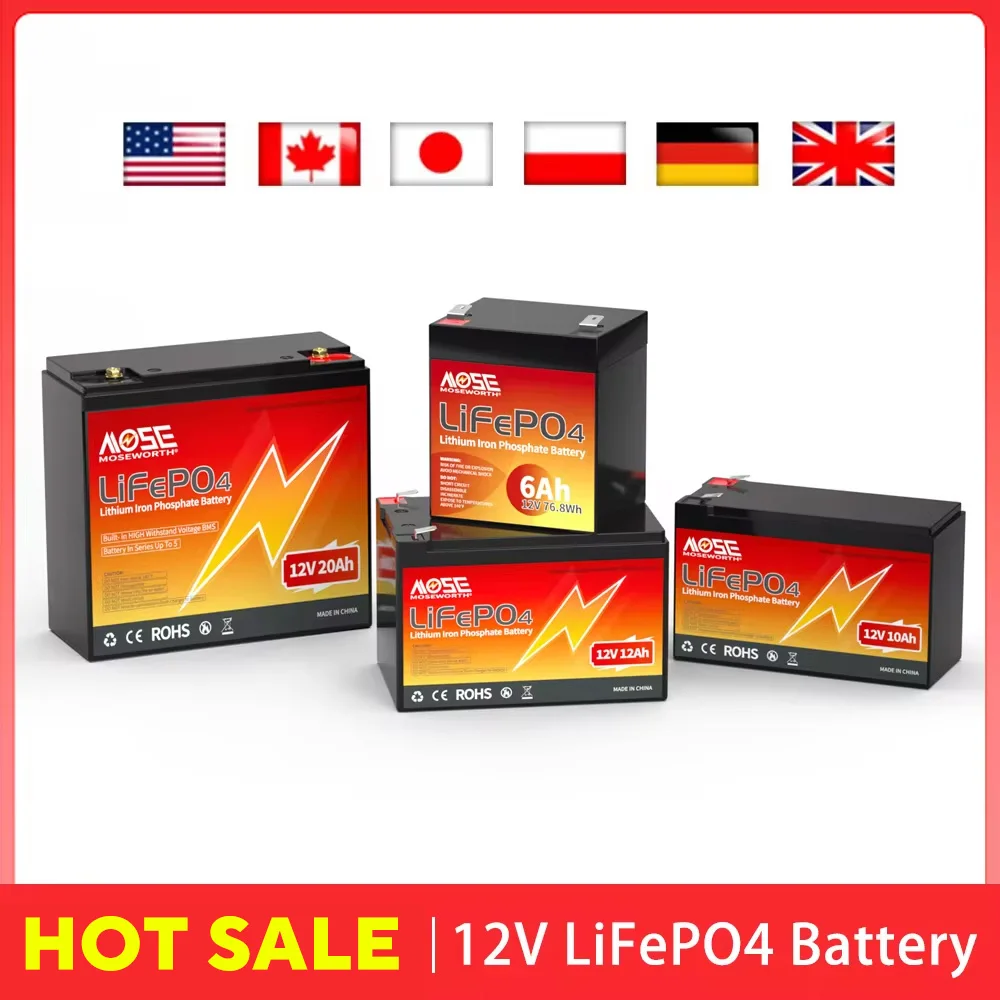 6Ah 10Ah 12Ah 20Ah 30Ah 12V 100Ah LiFePO4 Battery Pack BMS 200Ah 300Ah Lithium Iron Phosphate Rechargeable Battery Bateria