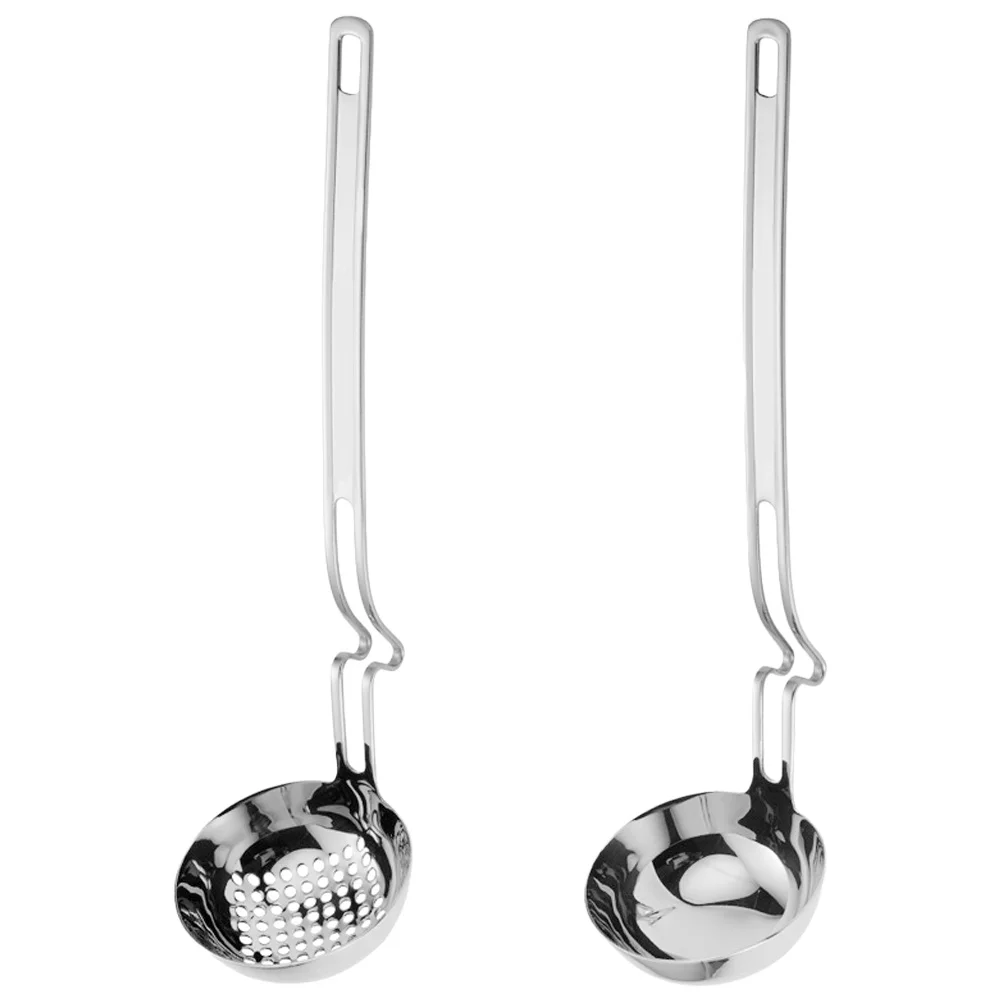 

1Set 304 Stainless Steel Hot Pot Spoon Corrosion Resistant Heavy Duty Large Capacity Soup Ladle Strainer Serving Set