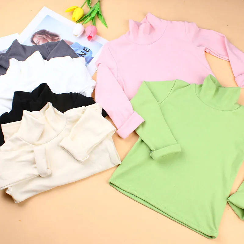 الخريف الشتاء الأطفال لينة طويلة الأكمام القمصان الأساسية طفل أطفال ملابس جديدة الفتيات أعلى تيز الفتيان الياقة المدورة تي شيرت #4