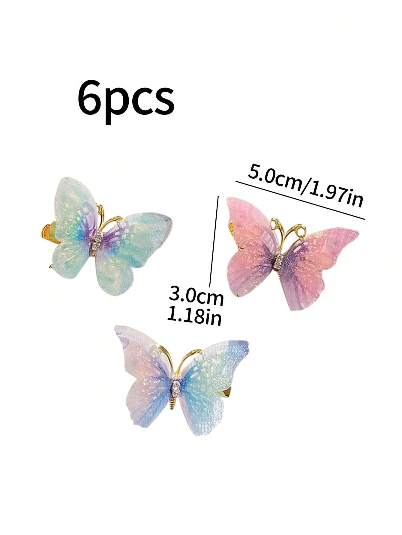 6 unids/set lindos clips de pelo de color gradual para, clips laterales para sombreros