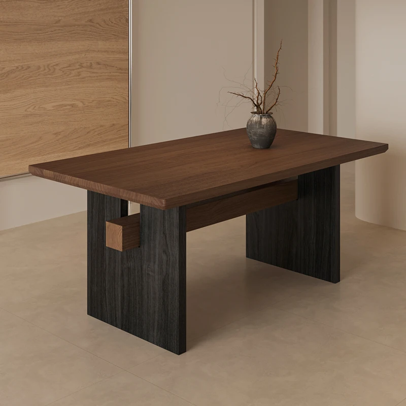Wabi Sabi โบราณไม้โต๊ะรับประทานอาหารเก้าอี้ครัวเรือนขนาดใหญ่ Board สี่เหลี่ยมผืนผ้า Retro ห้องนั่งเล่นโต๊ะชาตารางเฟอร์นิเจอร์