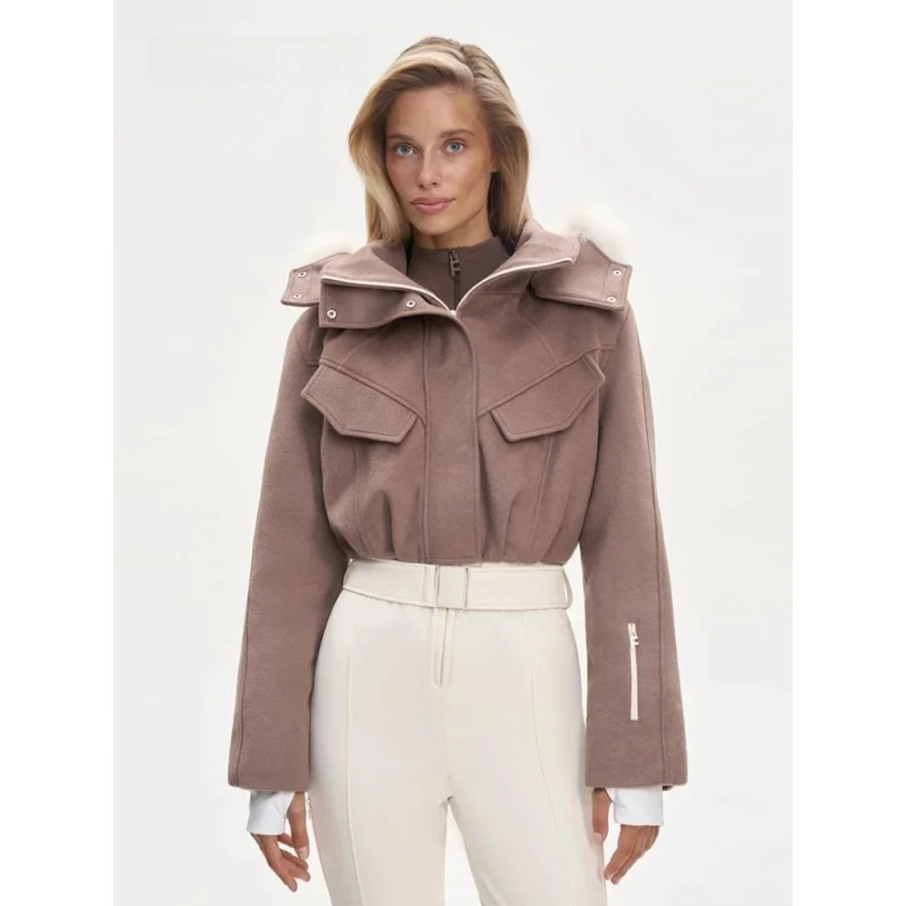 

Casual Woolen Ski Jumpsuit Women Patchwork Slim Fit Low Waist Short Cotton Romper Spring Season Ladies Fashion