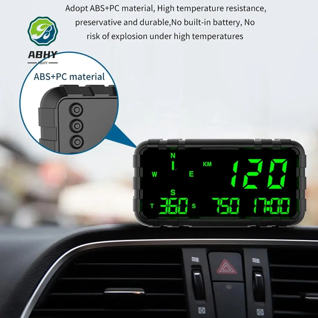 

ABHY-C3012 HUD Speedometer Odometer Compass Head Up Display GPS Digital Display Big Fonts Universal For All Cars