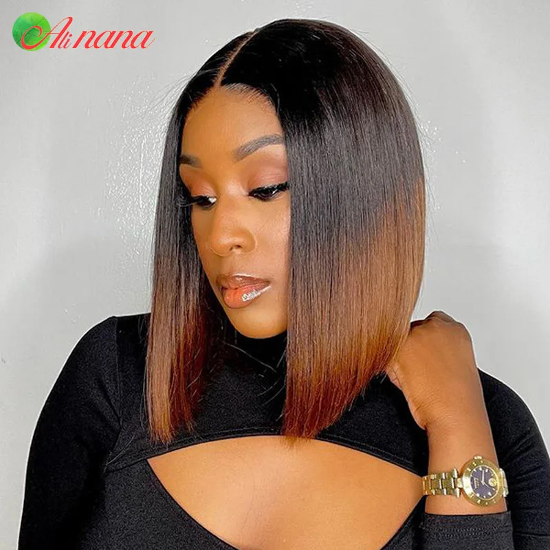 Ombre 1B/30 Brown Colored Straight Short Bob 6x6 Lace Closure Wig 1B/27 Blonde 13x4 Lace Frontal Wig Human Hair Wig For Women