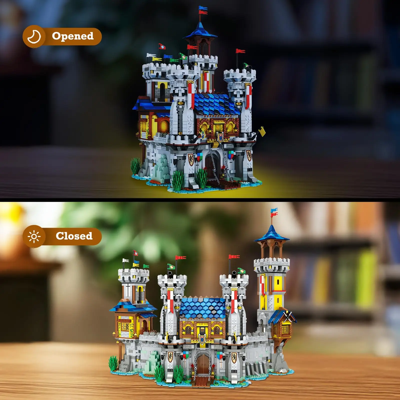 2722PCS Mittelalterliche Burg Gebäude Kits Kreative 3 in 1 Haus Gebäude Modell Erwachsene Sammlung Architektur Set Spielzeug Geschenk für Jungen
