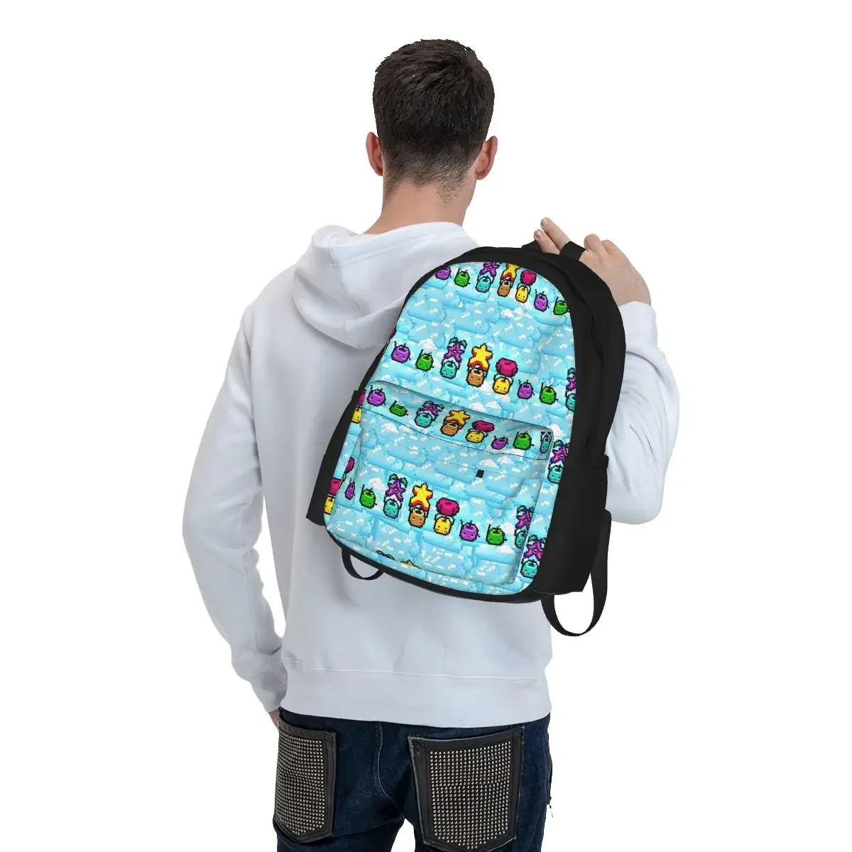 Stardew Valley Junimos Pattern Blue Backpacks, Bookbag para niños y niñas, bolsas escolares para estudiantes, mochila para computadora portátil, bolso de hombro