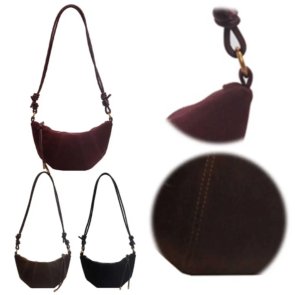 حقيبة كتف للنساء مع جيب داخلي حقيبة هلال من جلد البولي يوريثان بسحاب حقيبة هوبو حقيبة كرواسون صلبة للسفر والعمل