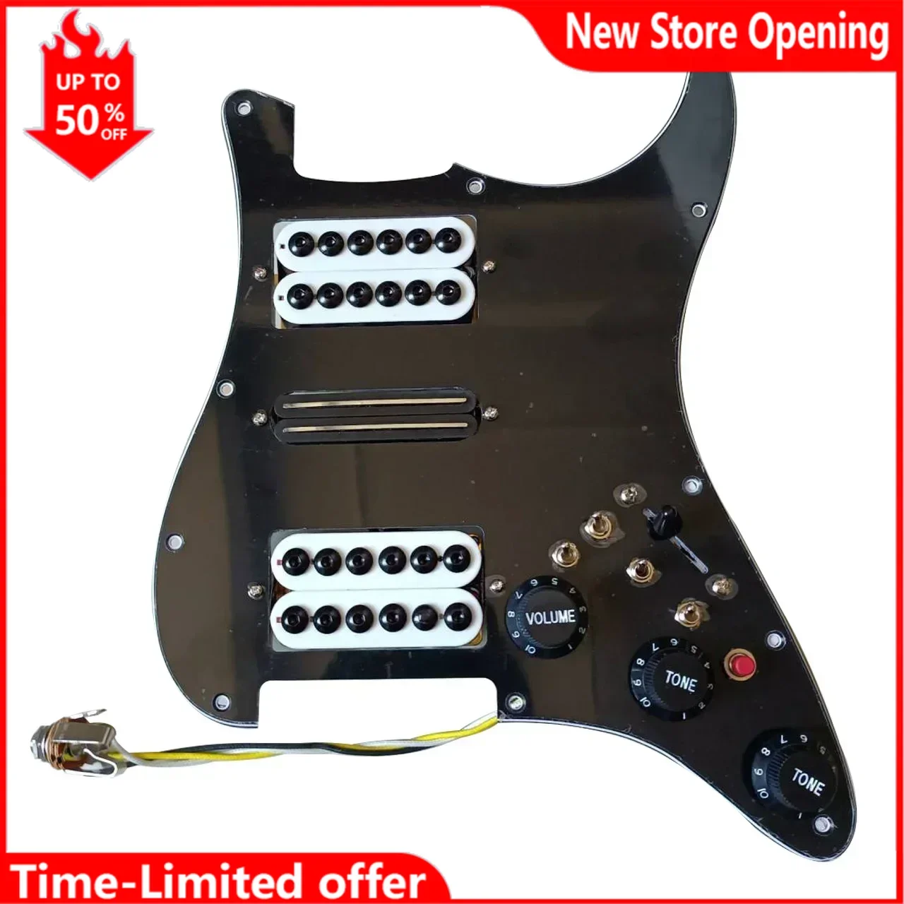 Prewired Loaded ST Pickguard With HSH White Humbucker Alnico V Pickups Set  Coil Splitting Switch For ST Electric Guitar