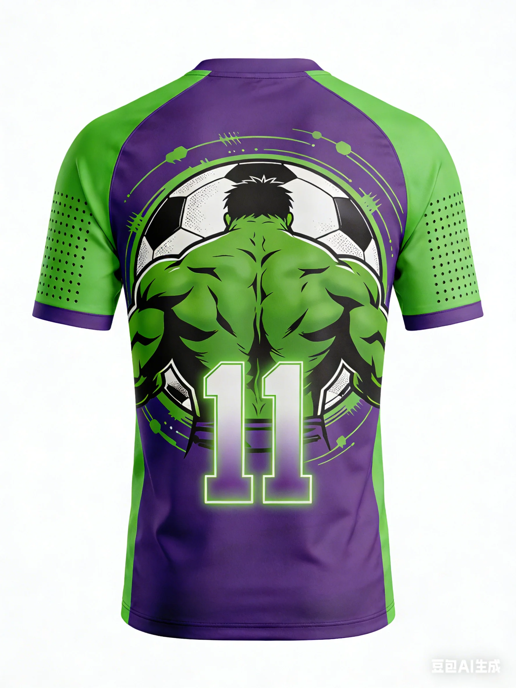 Camiseta de Fútbol con Estampado de Hulk en la Espalda, Diseño Color Block, Transpirable y Cómoda, para Entrenamiento y Partidos de Fútbol