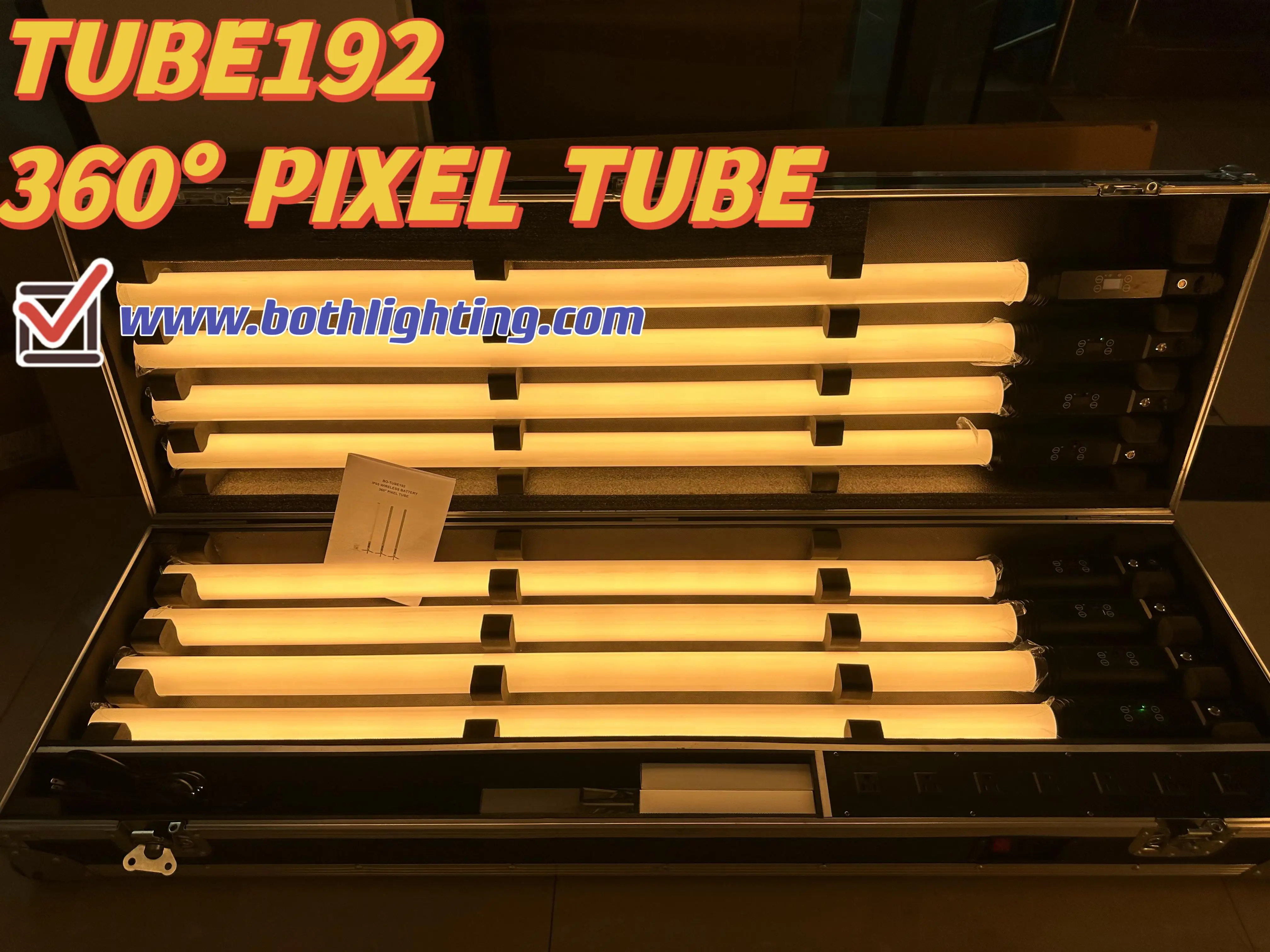 Both Lighting 8pcs 360LED Tubes Light Withe Waterproof IP65 Pixel Light RGBWA Wireless For Stage Wedding DJ Event Club Party