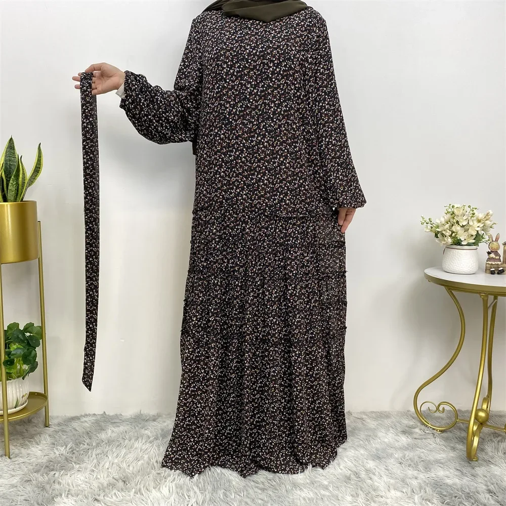 Muslim Dress Floral Women Dubai Abaya Turkish Muslim Abaya Loose Islamic Clothing Abayas for Women Robes Pour Femme Musulmane