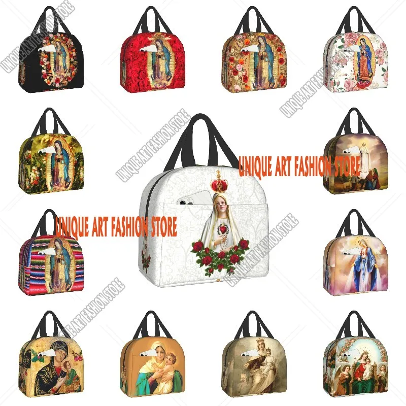 Our Lady Of Fatima Virgin Mary Lunch Bag Men Women Cooler Thermal Insulated Portugal Rosary Catholic Lunch Box for Adult Office