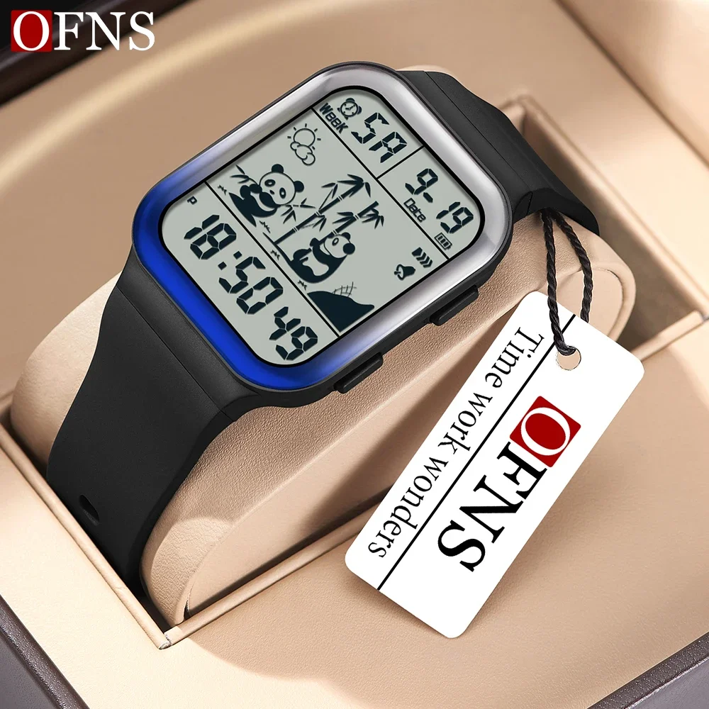 

OFNS 6125 Square Dial With Digital Movement For Men's Hand Clock New Design Stunning alarm Mode Timed Student Watch