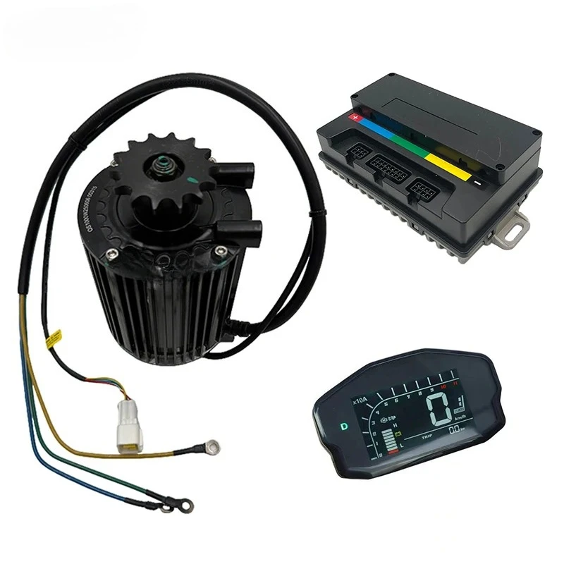 QS90 48V-84V 1000W 55KPH BLDC Mid-Drive Motor with EM50s Controller and DKD Speedometer display