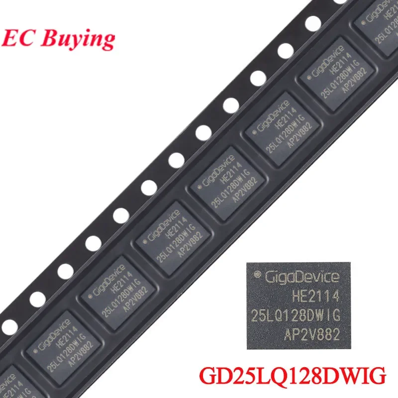 5Pcs/1pc GD25LQ128 GD25LQ128DWIG 25LQ128DWIG GD25 WSON-8 128M-bit 1.8V Serial Flash Memory Chip IC Integrated Circuit