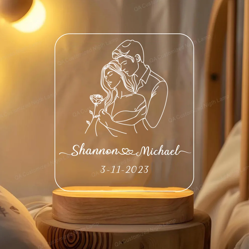 

Personalized Valentines Day Gifts for Him Her Custom Acrylic Night Lamp Gift Frame Customized Anniversary Romantic Gift Light
