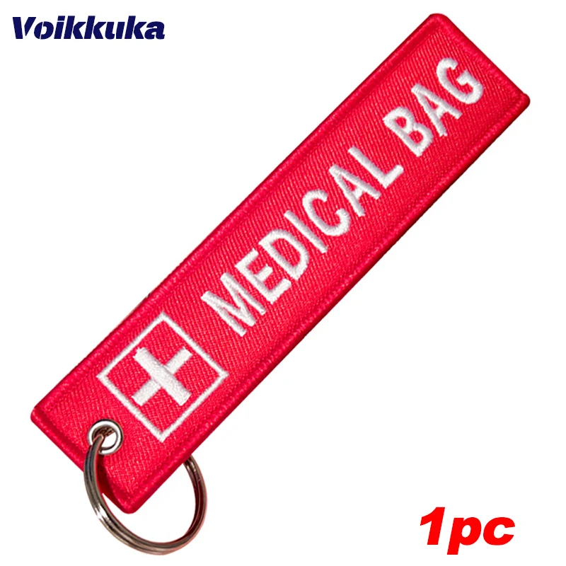 1 PC portachiavi per aviazione all\'ingrosso Top Gun Maverick borsa medica entrambi i lati ricamo etichetta per auto accessori per chiavi ciondolo